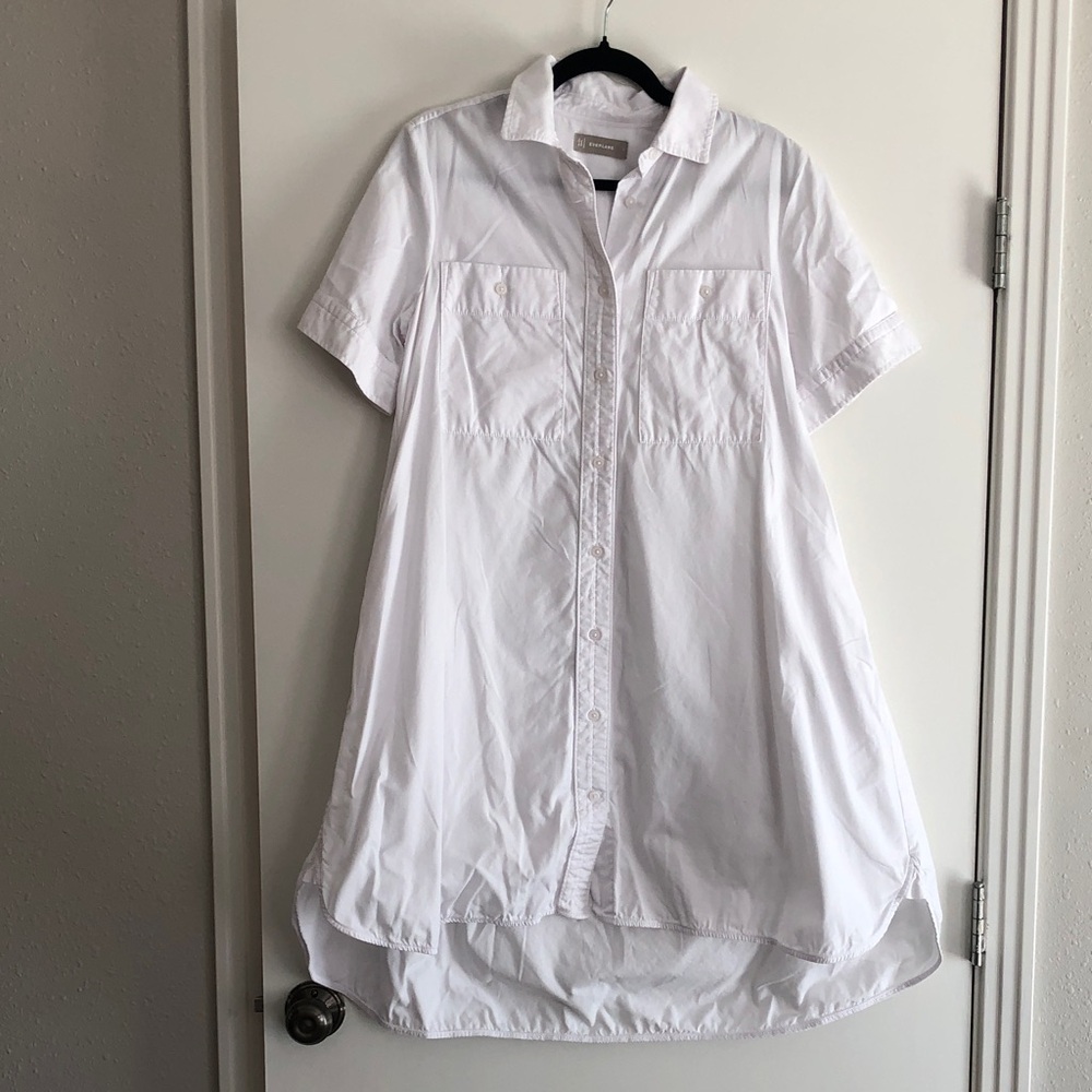Everlane The Daytripper Dress White Button-Front Shirt Dress Sz Small